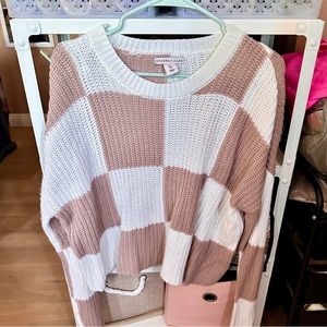 Checkered Knit Sweater
